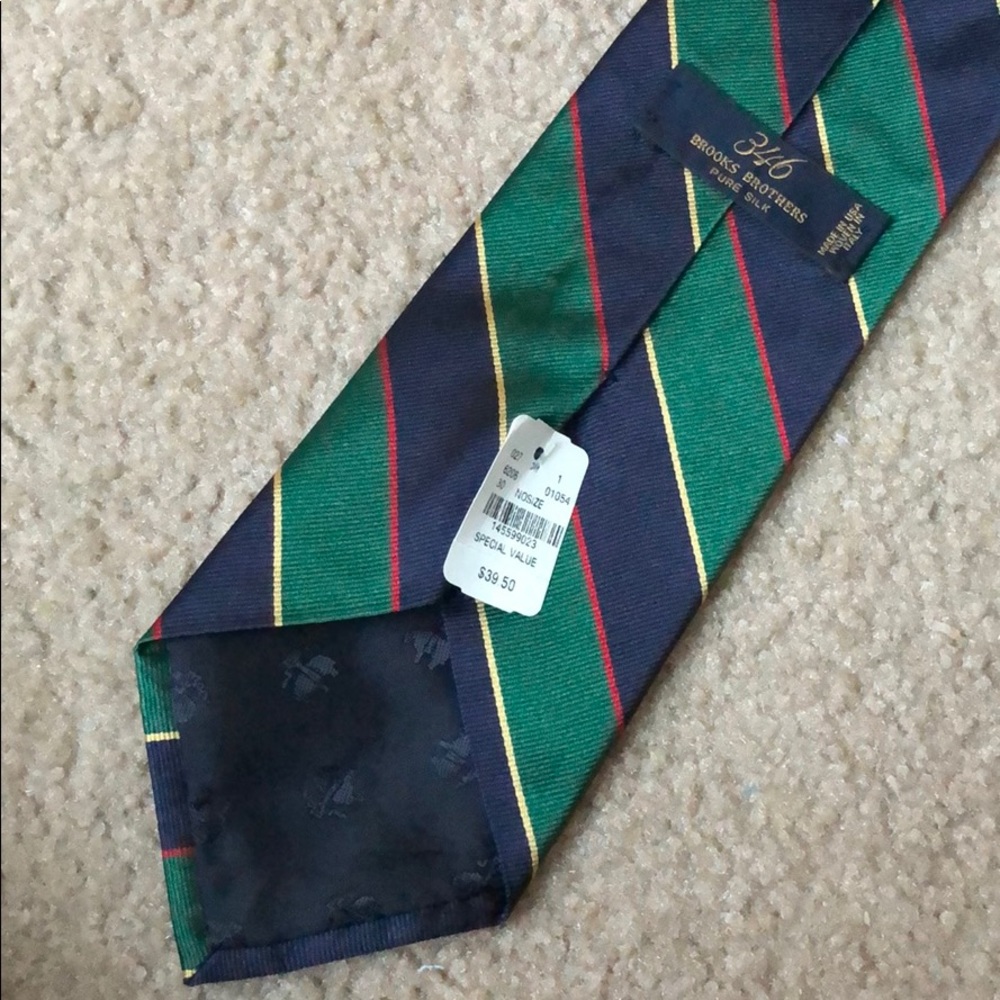 NWT Brooks Brothers green and navy stripe tie